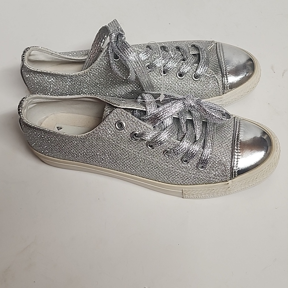 Kristal silver sparkling glitter shoes. 10.5" long. Sz 7.5/8. Wedding, trendy - Picture 2 of 9